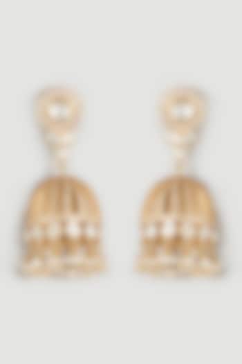 Gold Finish Moissanite Polki Earrings In Sterling Silver by Zeeya Luxury Jewellery at Pernia's Pop Up Shop