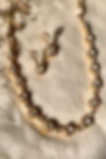 Gold Plated Moissanite Kundan Polki Handcrafted Necklace Set In Sterling Silver by Zeeya Luxury Jewellery at Pernia's Pop Up Shop