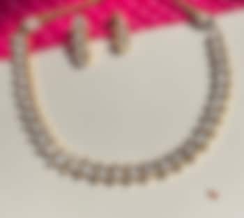 Gold Plated Moissanite Kundan Polki Handcrafted Necklace Set In Sterling Silver by Zeeya Luxury Jewellery at Pernia's Pop Up Shop