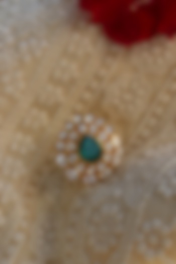 Gold Plated Moissanite Kundan Polki Handcrafted Ring In Sterling Silver by Zeeya Luxury Jewellery at Pernia's Pop Up Shop