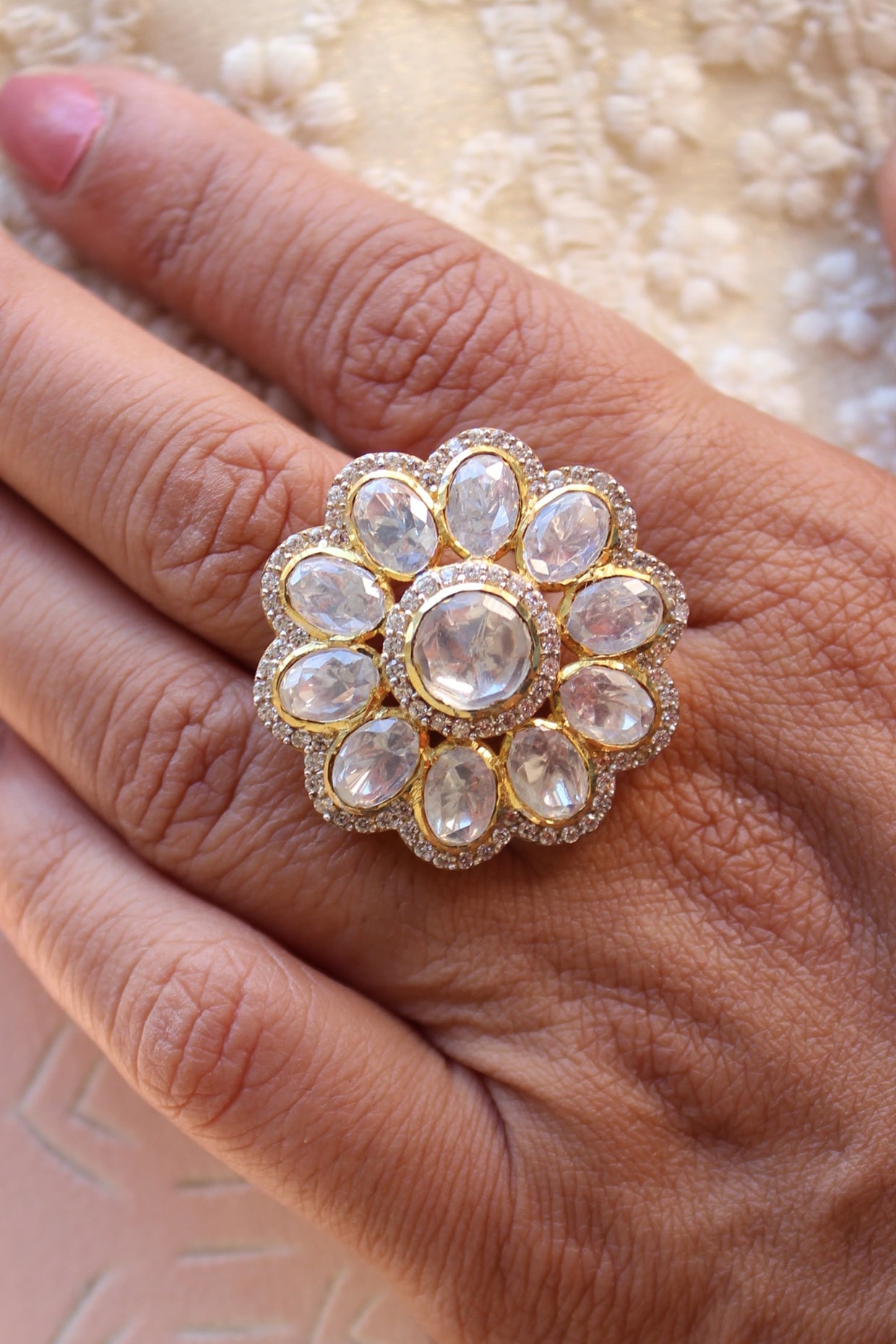 Priyatha , premium quality adjustable Bridal Kundan Ring for Women -MO –  www.soosi.co.in