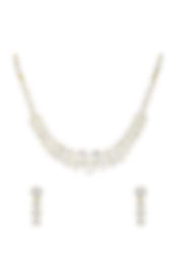 Gold Plated Kundan Polki Necklace Set In Sterling Silver by Zeeya Luxury Jewellery