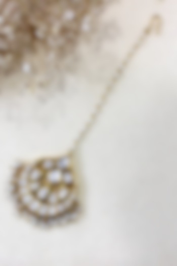 Gold Plated Moissanite Polki & Semi-Precious Stone Maangtikka In Sterling Silver by Zeeya Luxury Jewellery at Pernia's Pop Up Shop