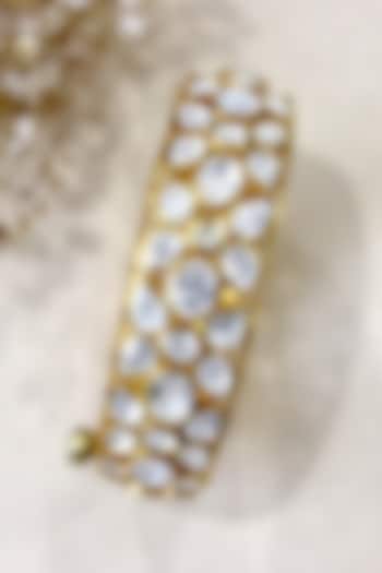 Gold Plated Moissanite Polki & Semi-Precious Stone Bangle In Sterling Silver by Zeeya Luxury Jewellery at Pernia's Pop Up Shop