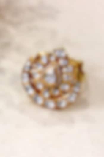 Gold Plated Moissanite Polki & Semi-Precious Stone Ring In Sterling Silver by Zeeya Luxury Jewellery at Pernia's Pop Up Shop