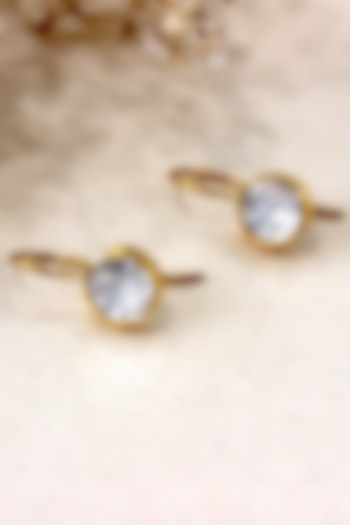 Gold Plated Moissanite Polki & Semi-Precious Stud Earrings In Sterling Silver by Zeeya Luxury Jewellery at Pernia's Pop Up Shop