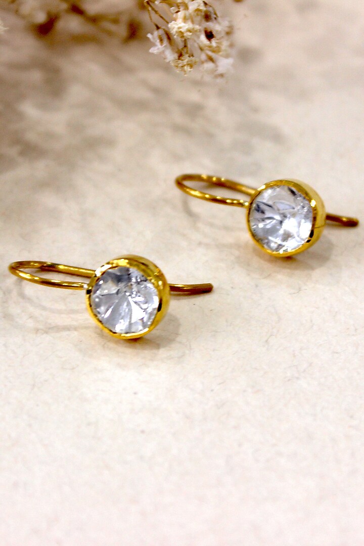 Gold Plated Moissanite Polki & Semi-Precious Stud Earrings In Sterling Silver by Zeeya Luxury Jewellery at Pernia's Pop Up Shop