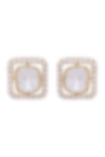 Gold Finish Kundan Earrings by Zeeya Luxury Jewellery