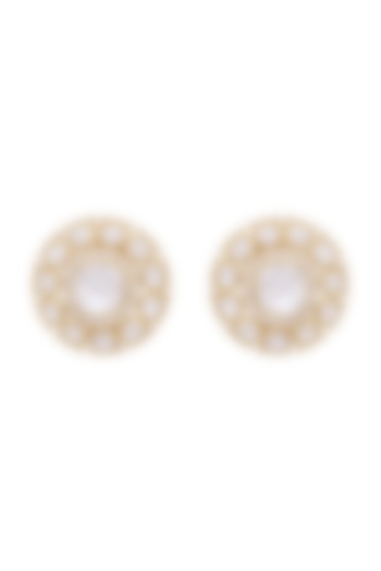 Gold Finish Earrings With Kundans by Zeeya Luxury Jewellery