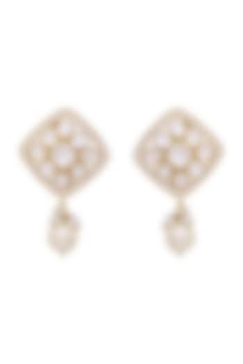 Gold Finish Earrings With Pearls In Sterling Silver by Zeeya Luxury Jewellery