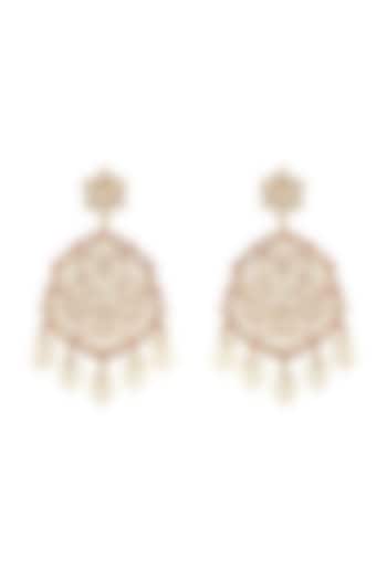 Gold Finish Ruby Meenakari Earrings In Sterling Silver by Zeeya Luxury Jewellery at Pernia's Pop Up Shop