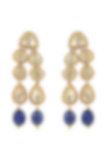 Gold Finish Sapphire Earrings In Sterling Silver by Zeeya Luxury Jewellery