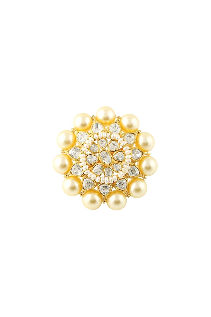 Gold Finish Handcrafted Adjustable Ring by Zeeya Luxury Jewellery