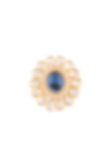 Gold Finish Blue Semi-Precious Stone Ring In Sterling Silver by Zeeya Luxury Jewellery at Pernia's Pop Up Shop