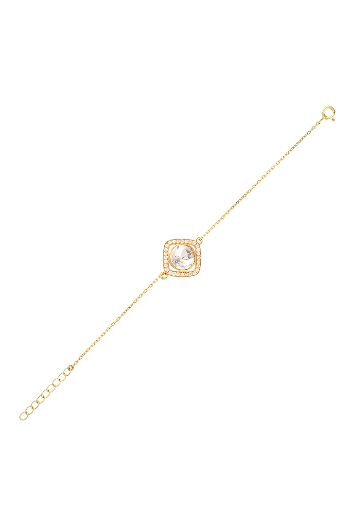 Gold Finish Semi-Precious Stone Bracelet In Sterling Silver by Zeeya Luxury Jewellery