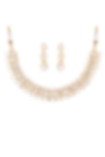 Gold Finish Semi-Precious Stone Necklace Set In Sterling Silver by Zeeya Luxury Jewellery