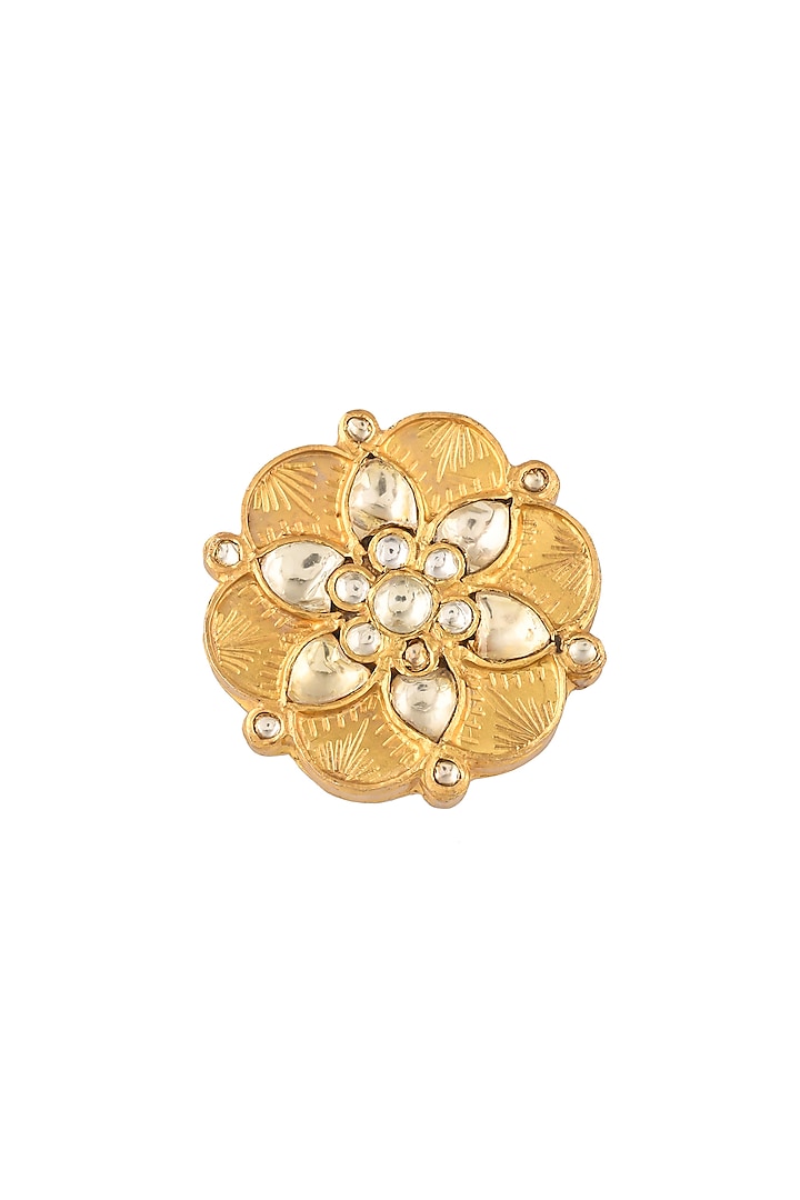 Gold Finish Semi-Precious Stones Ring In Sterling Silver by Zeeya Luxury Jewellery