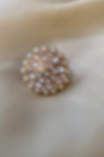 Gold Plated Semi-Precious Stone & Moissanite Polki Ring In Sterling Silver by Zeeya Luxury Jewellery