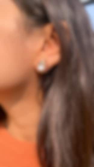 Gold Plated Pink Semi-Precious Stone & Moissanite Polki Stud Earrings In Sterling Silver by Zeeya Luxury Jewellery
