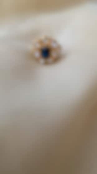Gold Plated Blue Semi-Precious Stone & Moissanite Polki Ring In Sterling Silver by Zeeya Luxury Jewellery