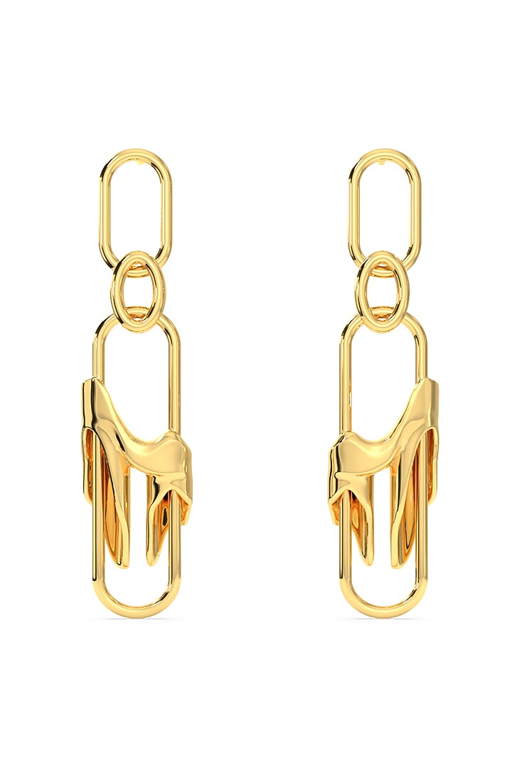 Gold Finish Mercury Elitia Dangler Earrings In Sterling Silver by Zoharet at Pernia's Pop Up Shop