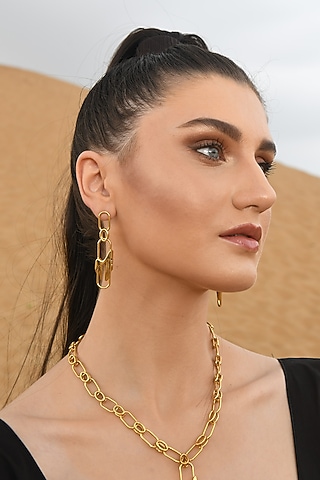 Gold Finish Mercury Elitia Dangler Earrings In Sterling Silver by Zoharet