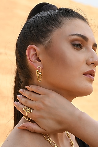Gold Finish Mercury Elitia Stud Earrings In Sterling Silver by Zoharet