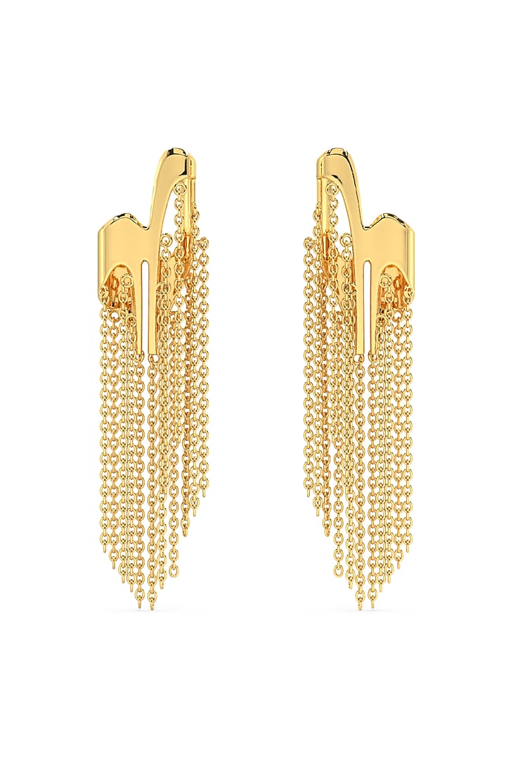 Gold Finish Mercury Clasique Statement Dangler Earrings In Sterling Silver by Zoharet at Pernia's Pop Up Shop
