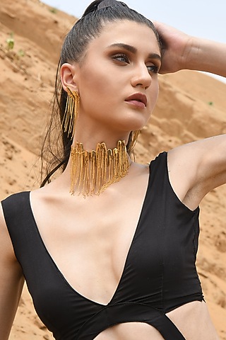 Gold Finish Mercury Classique Choker Necklace In Sterling Silver by Zoharet