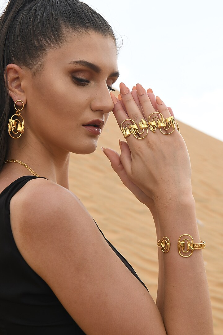 Gold Finish Mercury Valor Dangler Earrings In Sterling Silver by Zoharet at Pernia's Pop Up Shop