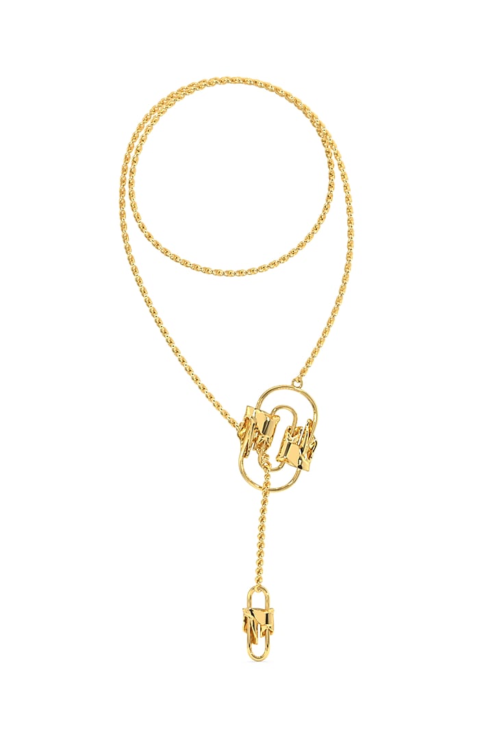 Gold Finish Mercury Valor Long Necklace In Sterling Silver by Zoharet at Pernia's Pop Up Shop