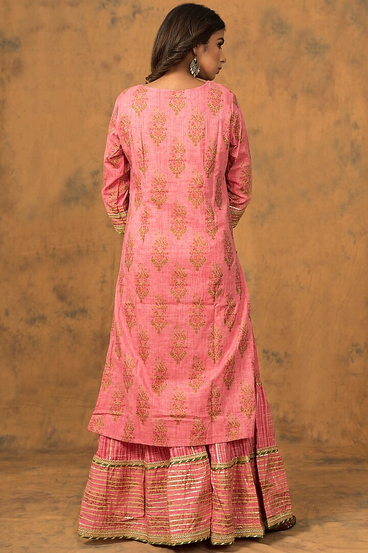 Flamingo Pink Printed Sharara Set by Zolo Label at Pernia's Pop Up Shop