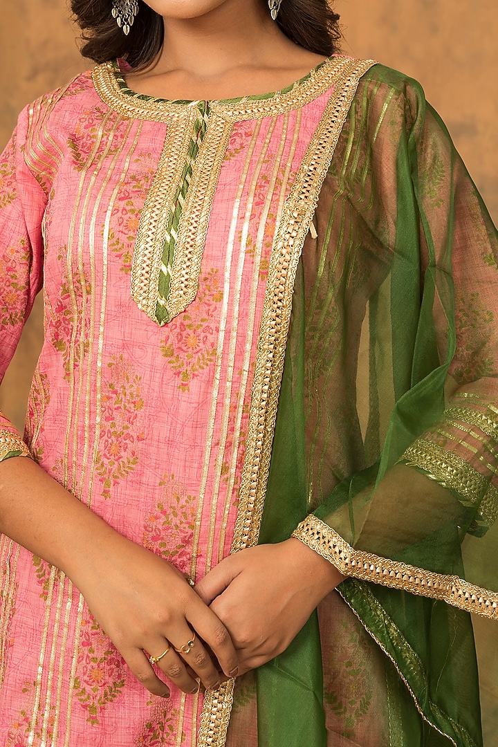 Flamingo Pink Printed Sharara Set by Zolo Label at Pernia's Pop Up Shop