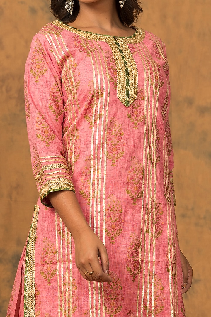 Flamingo Pink Printed Sharara Set by Zolo Label at Pernia's Pop Up Shop
