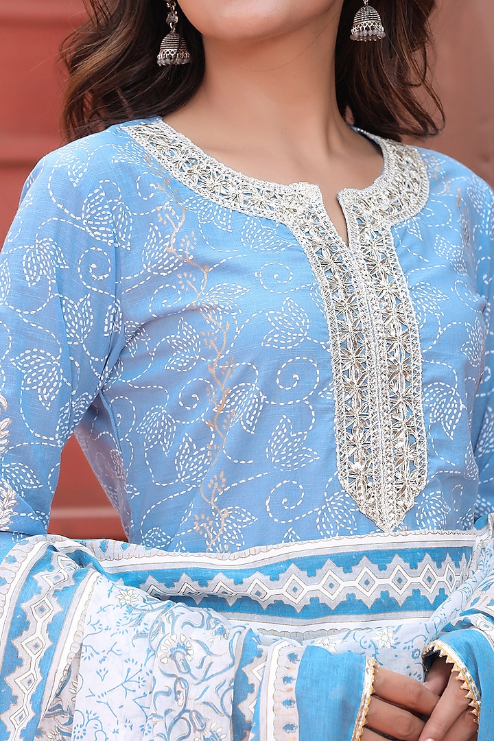 White Cotton Printed Sharara Set by Zolo Label at Pernia's Pop Up Shop