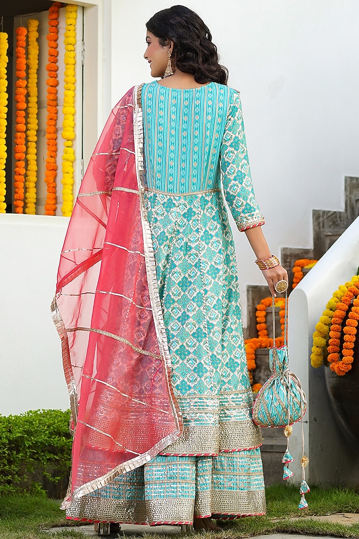 Sky Blue Printed Sharara Set by Zolo Label at Pernia's Pop Up Shop