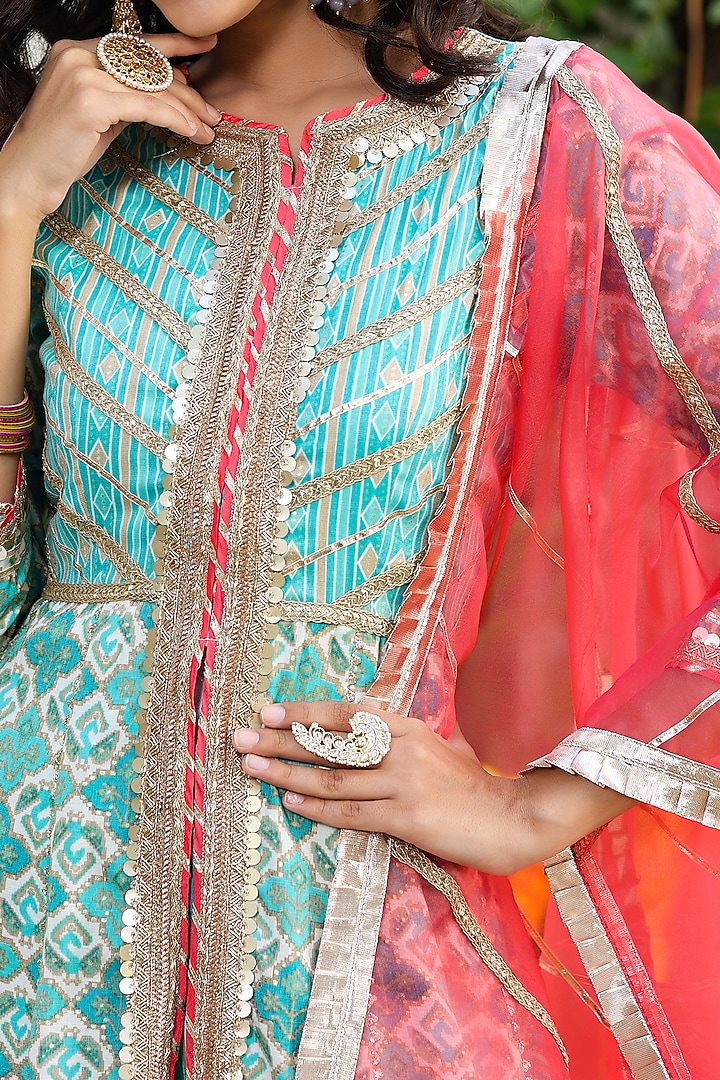 Sky Blue Printed Sharara Set by Zolo Label at Pernia's Pop Up Shop
