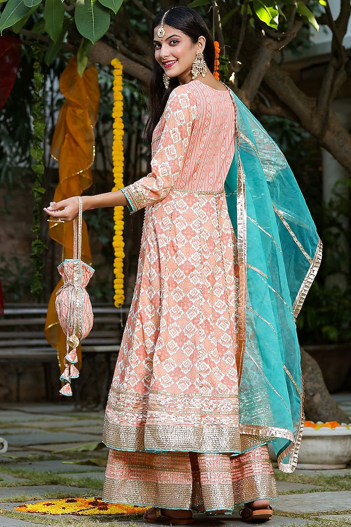 Orange Printed Sharara Set by Zolo Label at Pernia's Pop Up Shop