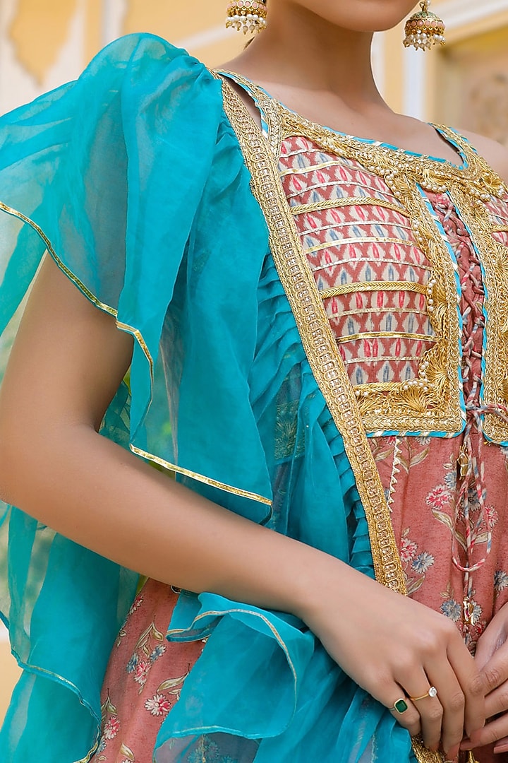 Peach Cotton Sharara Set by Zolo Label at Pernia's Pop Up Shop
