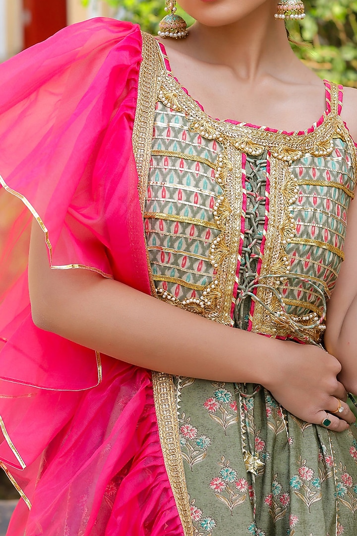 Olive Green Cotton Sharara Set by Zolo Label at Pernia's Pop Up Shop