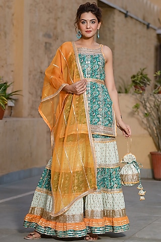 Multi-Colored Cotton Sharara Set by Zolo Label
