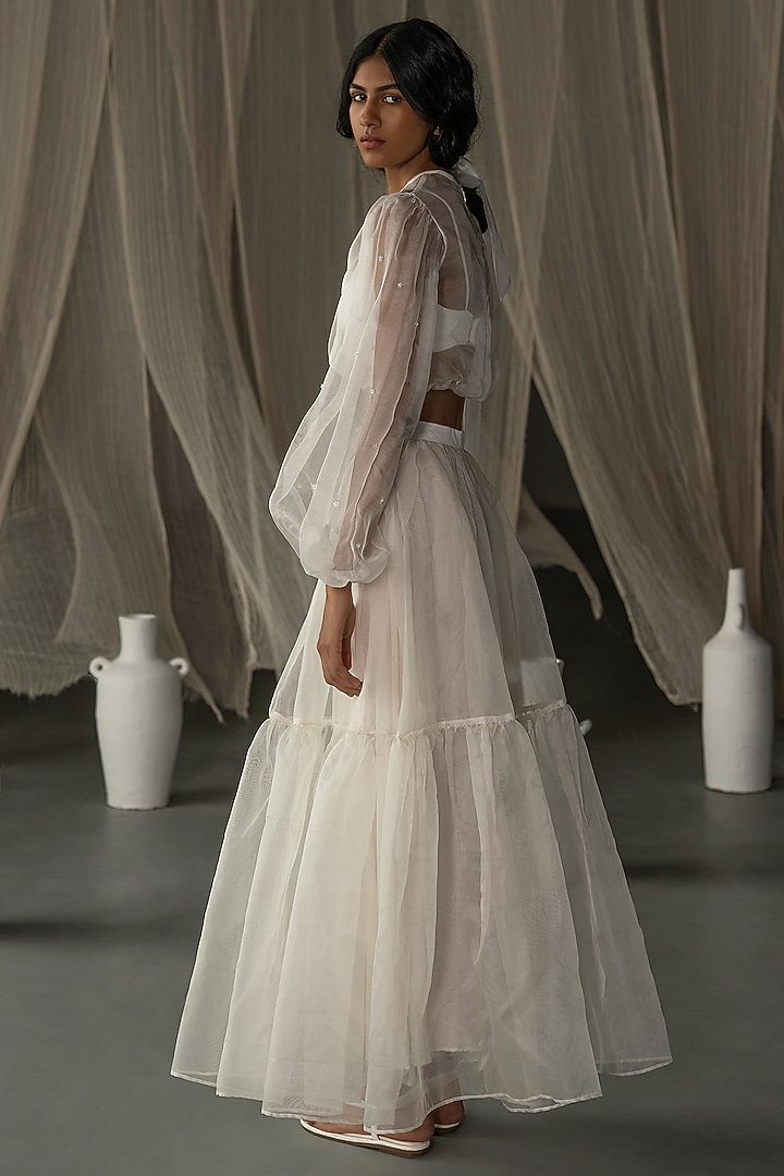 Off-White High-Waisted Tiered Skirt by Zoon Tribe at Pernia's Pop Up Shop