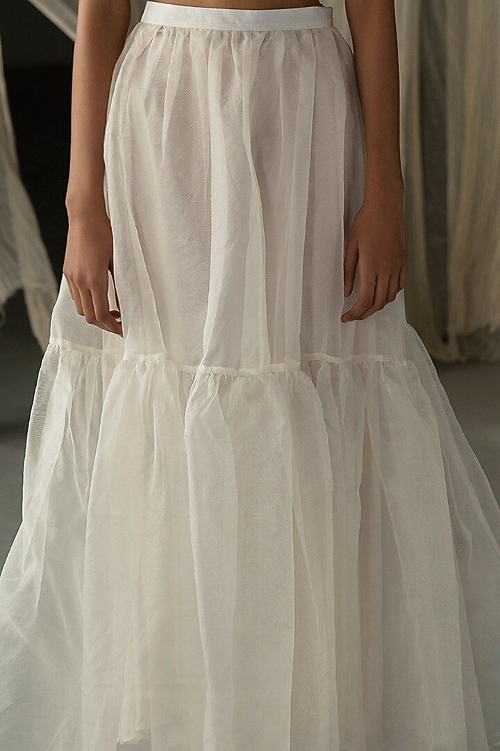 Off-White High-Waisted Tiered Skirt by Zoon Tribe at Pernia's Pop Up Shop