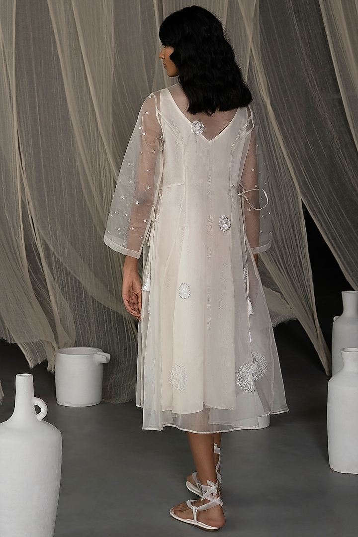 Off-White Hand Embroidered Vacation Dress With Slip by Zoon Tribe at Pernia's Pop Up Shop