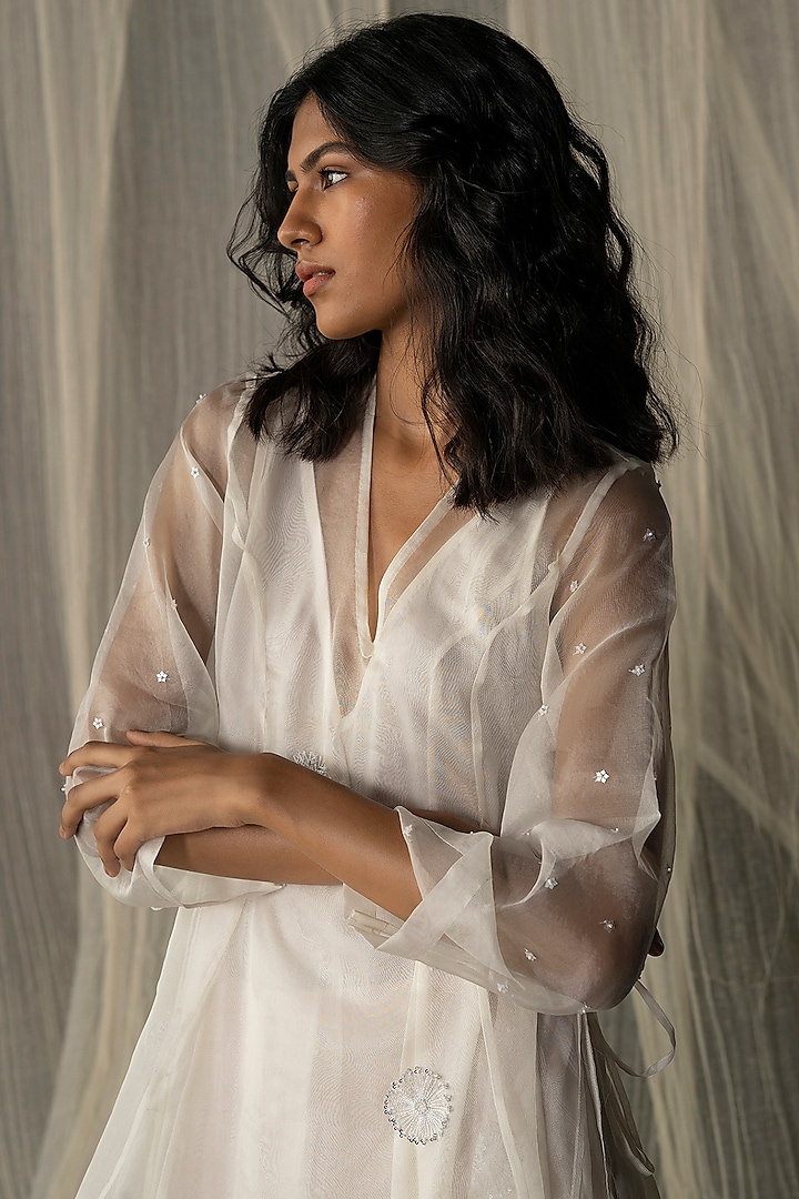 Off-White Hand Embroidered Vacation Dress With Slip by Zoon Tribe at Pernia's Pop Up Shop