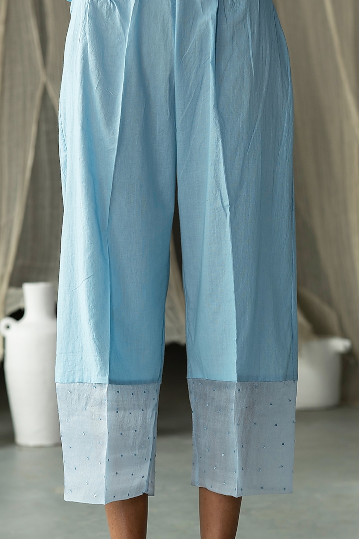 Powder Blue Hand Embroidered Kurta Set by Zoon Tribe at Pernia's Pop Up Shop