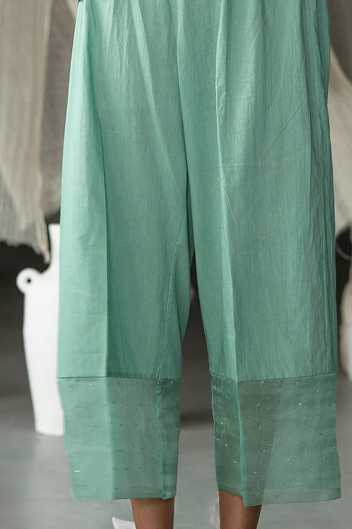 Aquamarine Hand Embroidered Kurta Set by Zoon Tribe at Pernia's Pop Up Shop