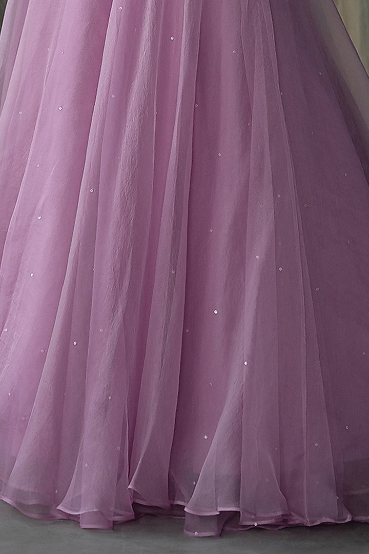 Lilac Hand Embroidered Skirt Set by Zoon Tribe at Pernia's Pop Up Shop
