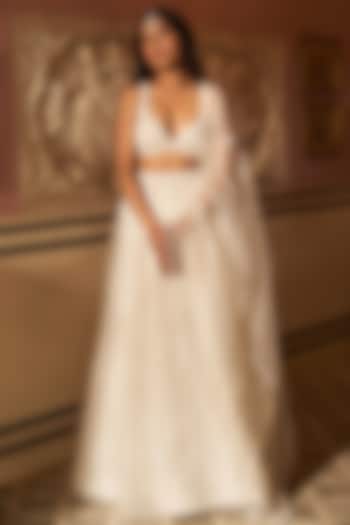 Off-White Silk Organza Embroidered Wedding Lehenga Set by Zoon Tribe at Pernia's Pop Up Shop