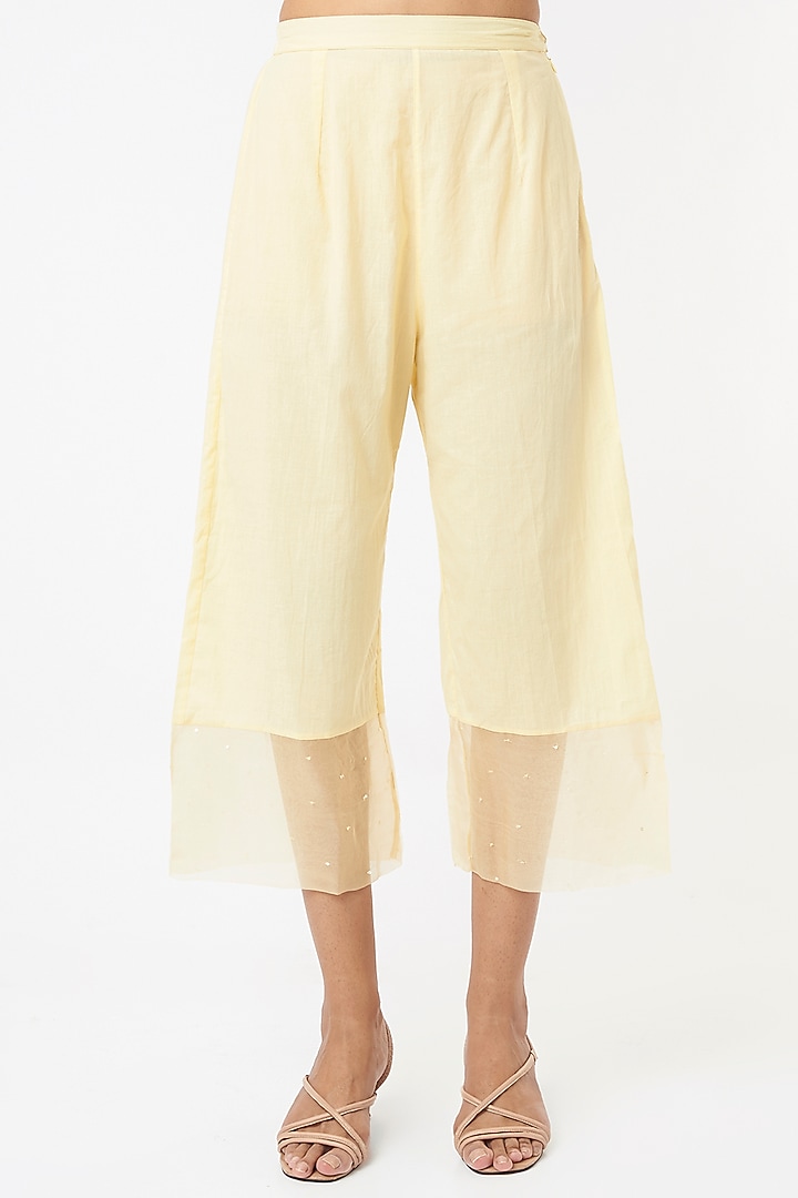 Yellow Hand Embroidered Kurta Set by Zoon Tribe at Pernia's Pop Up Shop